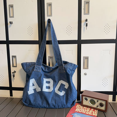 Τύπωση Custom Denim Woven Beach Bag με στυλ Soft-Loop και αποδοχή OEM / ODM