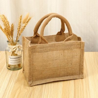 Προσαρμοσμένη μικρή τσάντα Jute Tote για ψώνια Προσαρμοσμένο χρώμα και OEM / ODM αποδεκτό