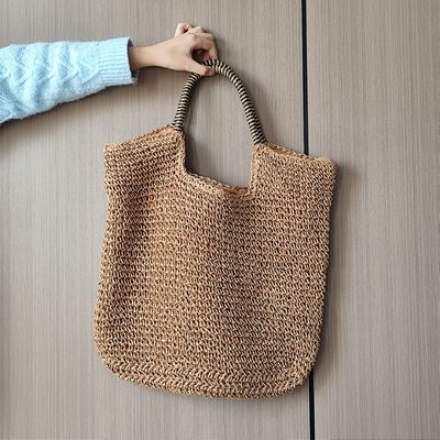 Χρησιμοποιήσιμο στυλ Custom Raffia Straw Woven Tote Bag πολυτελή Τρέντυ τσάντα παραλίας για διακοπές