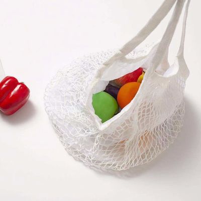 Προσαρμοσμένο λογότυπο Eco Organic Cotton Mesh Net Επαναχρησιμοποιήσιμη τσάντα για ψώνια για φρούτα και λαχανικά