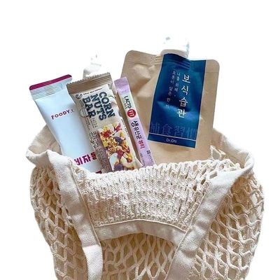 Προσαρμοσμένο λογότυπο Eco Organic Cotton Mesh Net Επαναχρησιμοποιήσιμη τσάντα για ψώνια για φρούτα και λαχανικά