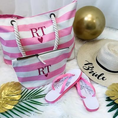 Προσαρμοσμένο λογότυπο Canvas Strip Tote Bag για το καλοκαίρι Beach School Bag Trolley άφιξη