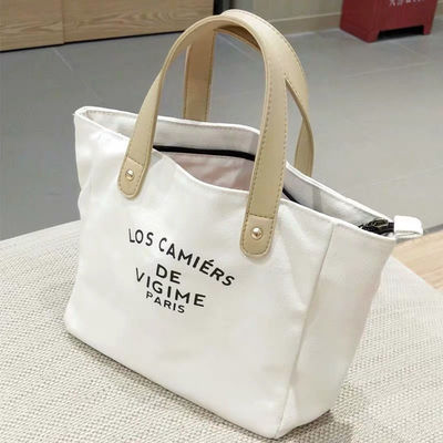 Προσαρμοσμένη σχεδίαση Canvas Tote Bag με χειροπέδες OEM / ODM αποδεκτό με γρήγορη ανταλλαγή