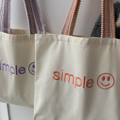 Προσαρμοσμένη Eco Totebag εκτύπωση επαναχρησιμοποιήσιμη βαμβακερή καμβά τσάντα αγορών με μοτίβο γραμμάτων