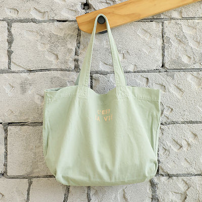 Περιβαλλοντικά φιλικό καμβά Casual Tote Shoulder Shopping Bag με λογότυπο και τύπο μοτίβου