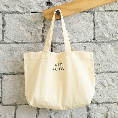 Περιβαλλοντικά φιλικό καμβά Casual Tote Shoulder Shopping Bag με λογότυπο και τύπο μοτίβου