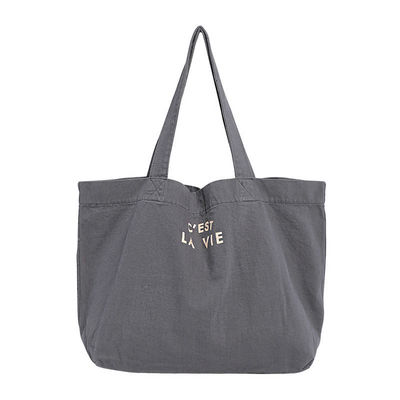Περιβαλλοντικά φιλικό καμβά Casual Tote Shoulder Shopping Bag με λογότυπο και τύπο μοτίβου