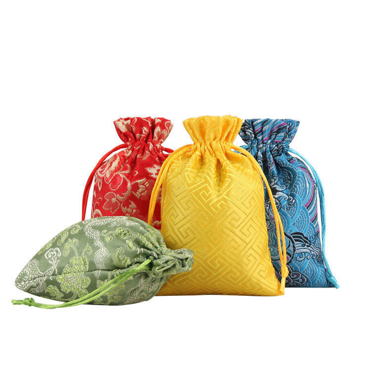 Προσαρμοσμένο χρώμα Κινέζικο στυλ Brocade Drawstring τσάντα για Προσαρμοσμένο λογότυπο κοσμήματα τσάντα
