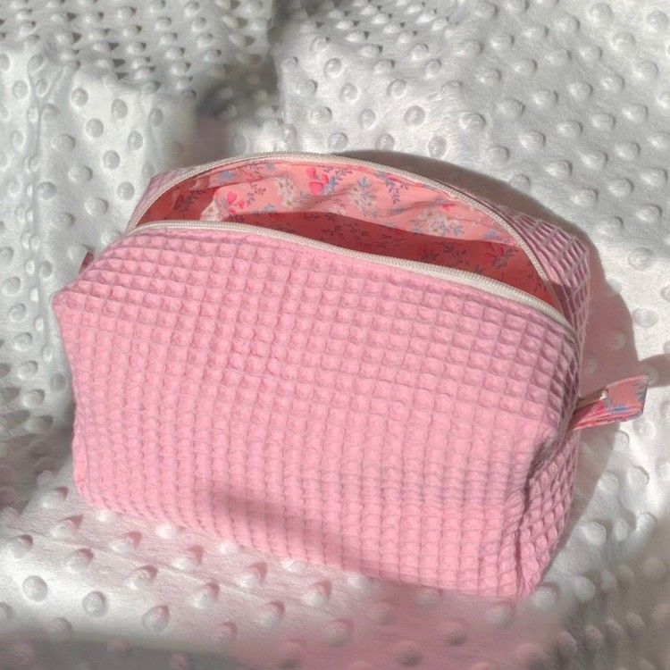 2024 Custom Beauty Floral Makeup Cosmetic Bag με Waffle Design και κλείσιμο με φερμουάρ