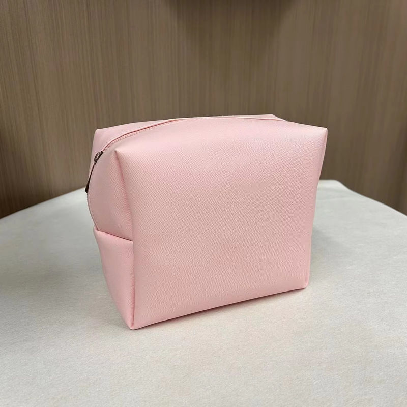 Εκτύπωση Τύπου PU Αδιάβροχο Ziplock Cosmetic Bag Μακιγιάζ Πορτοφόλι σε Custom Pink Candy Color