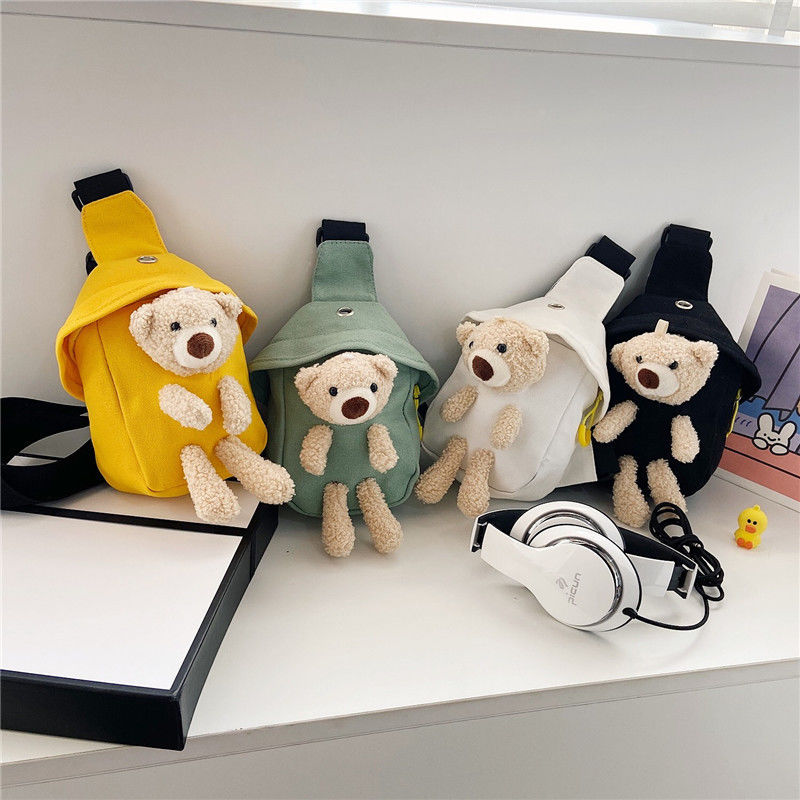 Μίνι Canvas Bag 2024 Cross-body Cute Bear Chest Bag για αγόρια και κορίτσια προσαρμοσμένο χρώμα