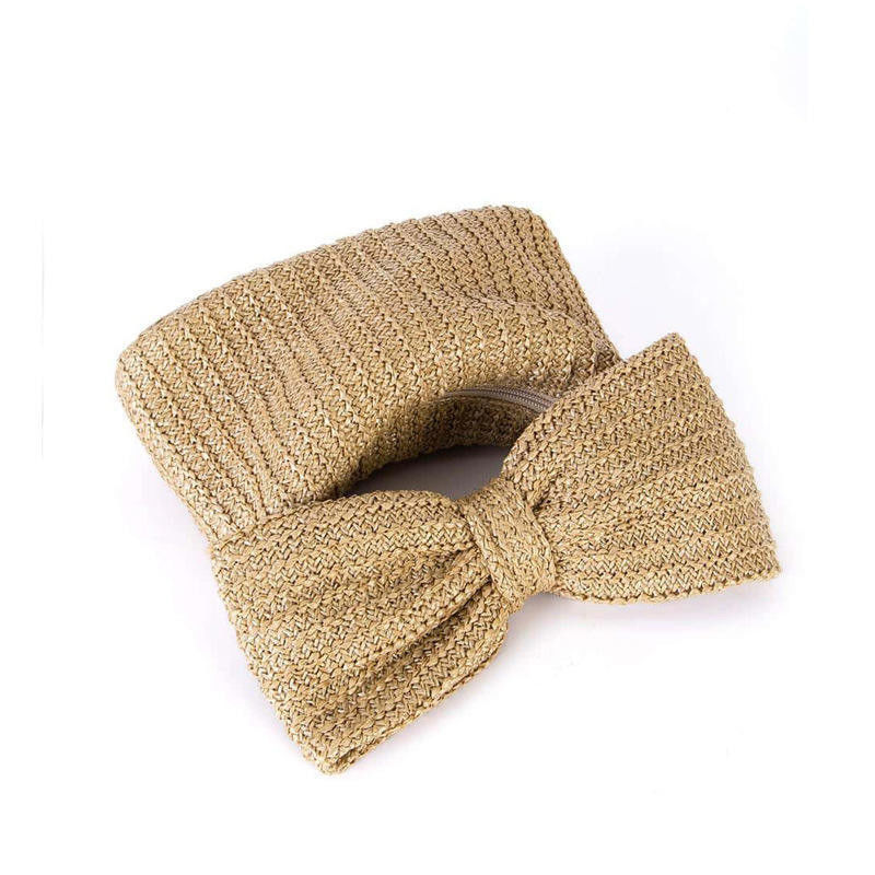 Τσάντα αγορών προσαρμοσμένη για γυναίκες Bow Straw Woven Beach Raffia Clutch τσάντα casual Tote