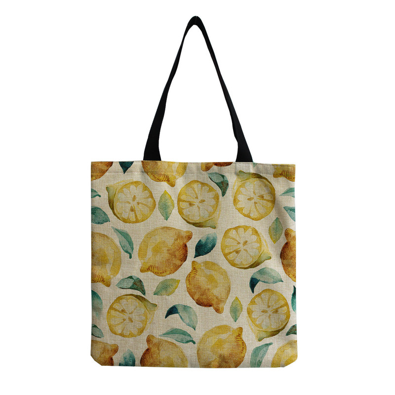 Προσαρμόσιμο καμβά μόδα εκτύπωση φρούτων Shoulder Tote επαναχρησιμοποιήσιμη υφασματική τσάντα αγορών OEM