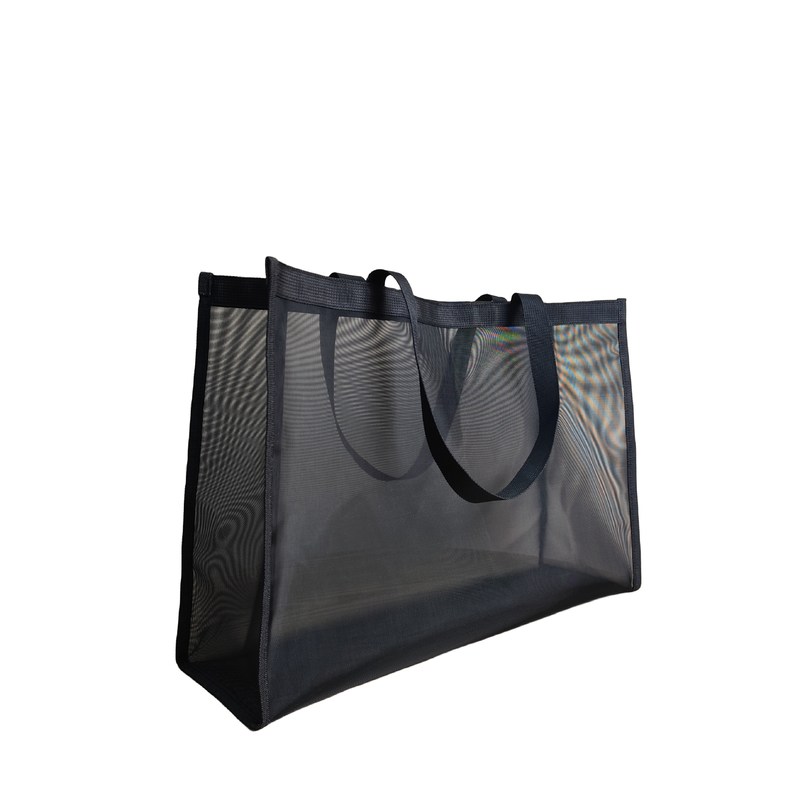 Μεγάλη χωρητικότητα Custom Logo εκτύπωση Black Mesh Tote Bag για αγορές στην αγορά και την παραλία