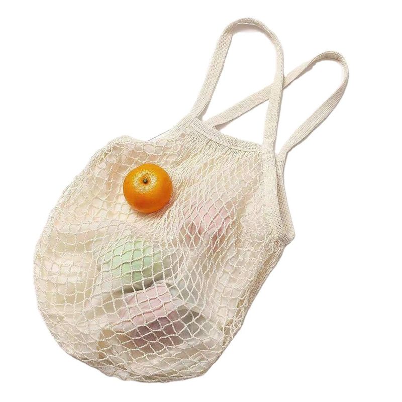 Προσαρμοσμένο λογότυπο Eco Organic Cotton Mesh Net Επαναχρησιμοποιήσιμη τσάντα για ψώνια για φρούτα και λαχανικά