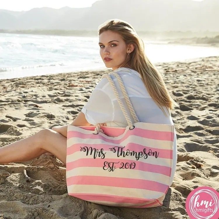 Προσαρμοσμένο λογότυπο Canvas Strip Tote Bag για το καλοκαίρι Beach School Bag Trolley άφιξη