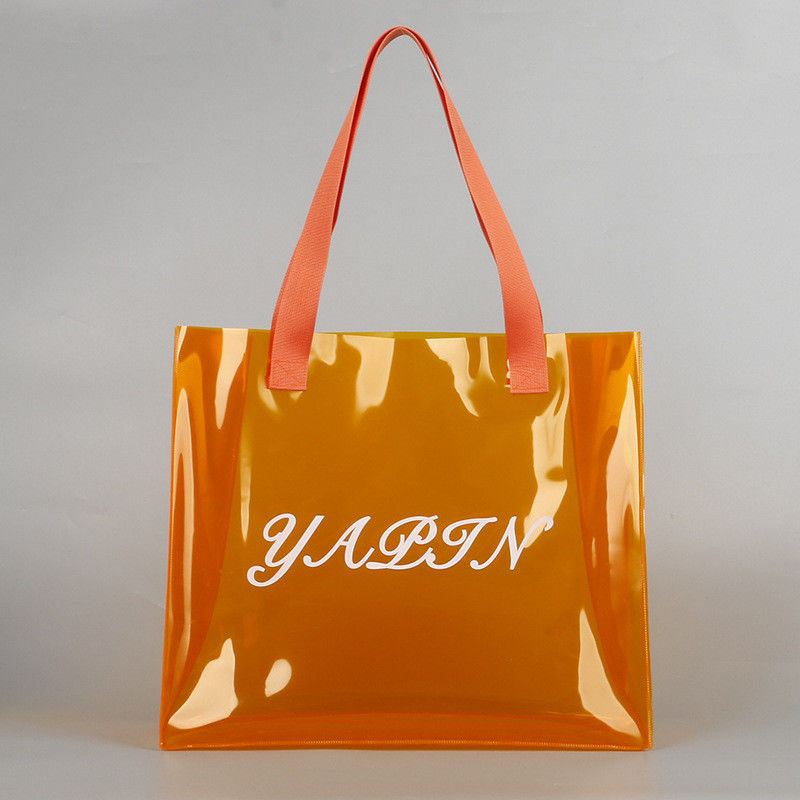 Εκτύπωση με μεταξοειδές οθόνο Custom Logo Shopping Bag Clear PVC Tote Bag με υλικό καμβά