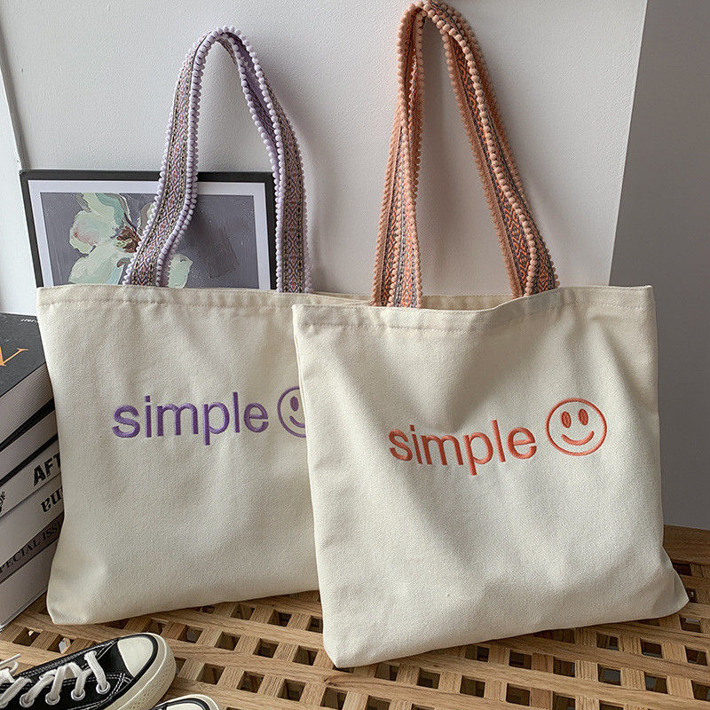 Προσαρμοσμένη Eco Totebag εκτύπωση επαναχρησιμοποιήσιμη βαμβακερή καμβά τσάντα αγορών με μοτίβο γραμμάτων