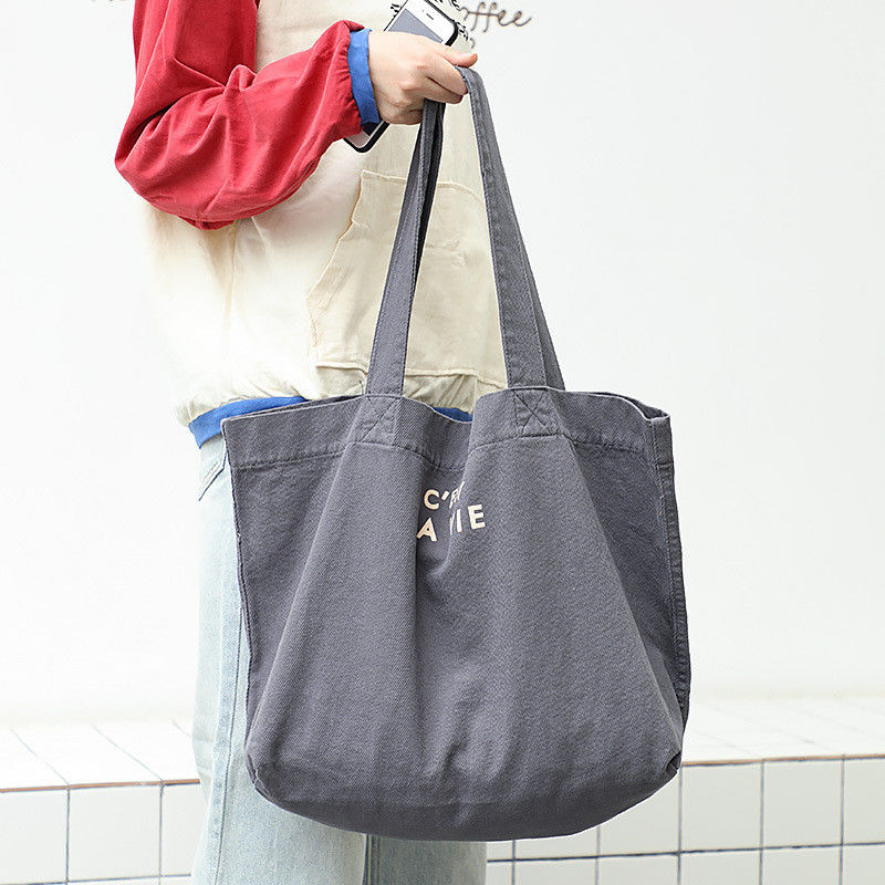 Περιβαλλοντικά φιλικό καμβά Casual Tote Shoulder Shopping Bag με λογότυπο και τύπο μοτίβου